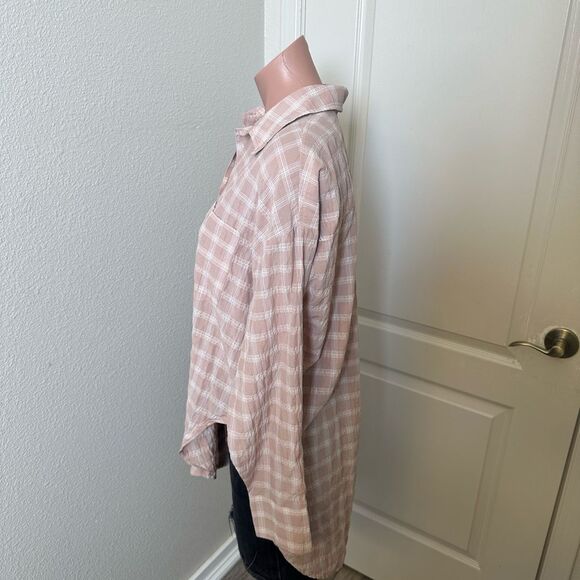 Maeve by Anthropologie Pink Plaid Blouse Sz S - Picture 2 of 4